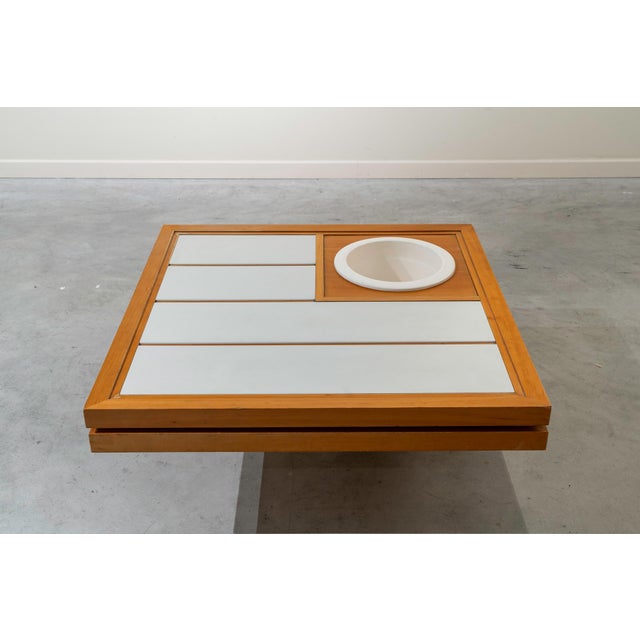 Walnut Coffee Table Tiled Top and Square Leaves, France, 1960s For Sale - Image 14 of 14