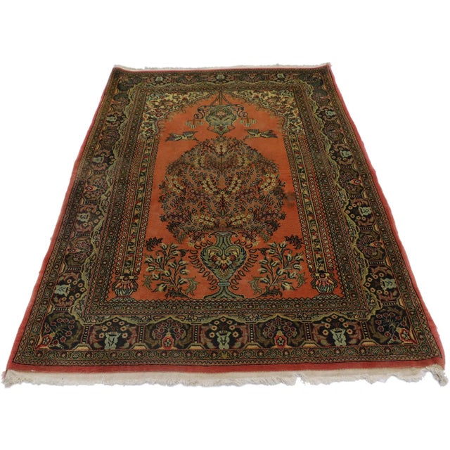 Traditional Antique Orange Persian Bijar Rug - 03'04 X 05'00 For Sale - Image 3 of 8