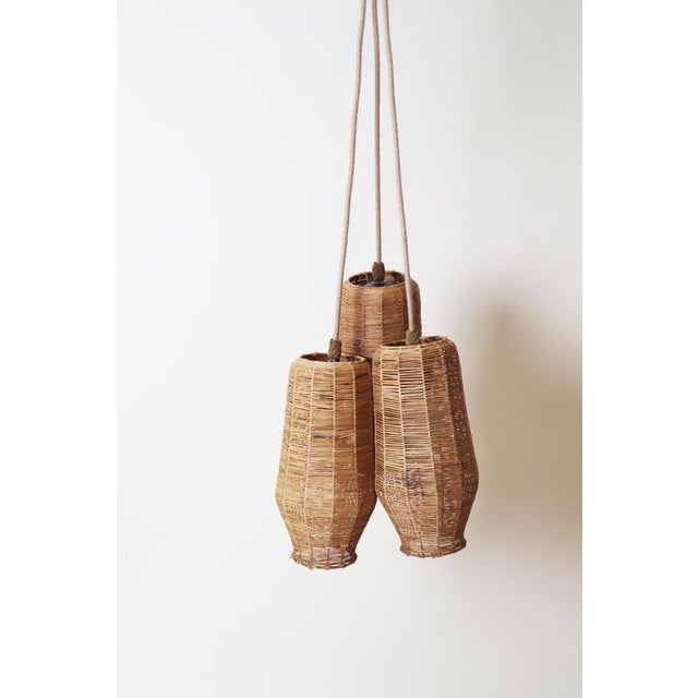 Mid-Century Modern Straw Pendant Lights, 1950s, Set of 3 For Sale - Image 10 of 17