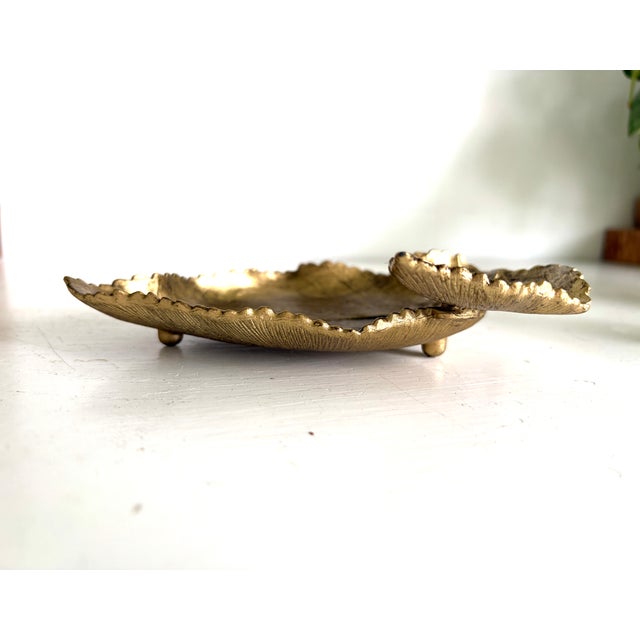 Vintage Gold Metal Leaf Tray For Sale In New York - Image 6 of 10