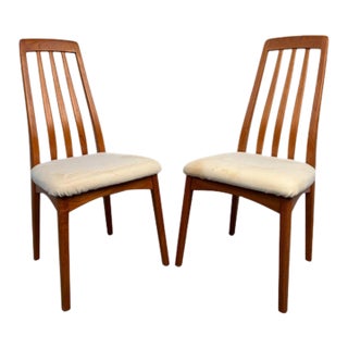 Mid 20th Century Pair of Danish Modern Solid Teak Tall Back Dining Chairs For Sale