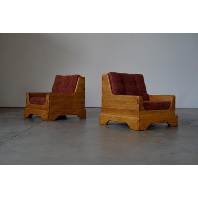 Wood Rustic Oak Lounge Chairs, France, 1960s, Set of 2 For Sale - Image 7 of 14