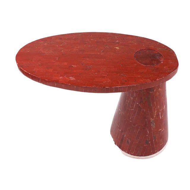 Contemporary Red Jasper Eros Accent Side Table Handmade Semi Precious Stone For Sale - Image 3 of 4