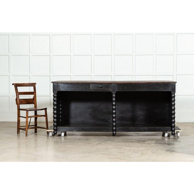 19th Century French Ebonised Beech Shop Counter, 1890s For Sale - Image 6 of 14