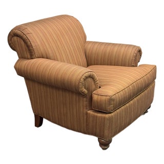 Ethan Allen Upholstered Rolled Arm Club Chair For Sale