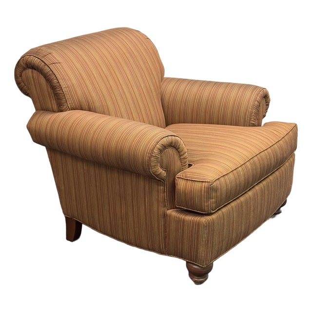 Ethan Allen Upholstered Rolled Arm Club Chair For Sale