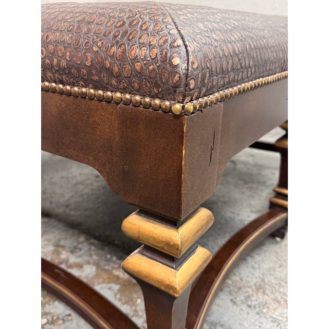 Animal Skin Century Furniture Napa Leather Tray Top Cocktail Ottoman For Sale - Image 7 of 12
