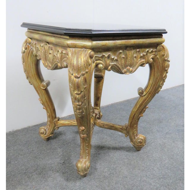 French Style Gilt Carved Black Granite Top Side Table Chairish