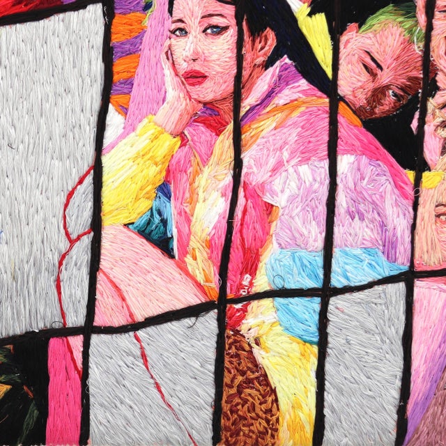 Freedom in Frames - Vibrant Textural Mixed Media on Canvas Original Artwork by Nilraya Bundasak For Sale In Los Angeles - Image 6 of 12