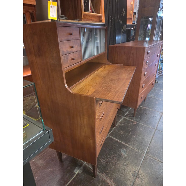 Auburn 1960s Danish Teak Secretary Desk Pull Out Top For Sale - Image 8 of 14