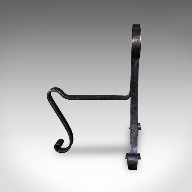 Metal Pair of Antique Fire Tool Rests, French, Andirons, Art Nouveau, Victorian, 1900 For Sale - Image 7 of 10