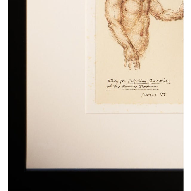 Drawing/Sketching Materials Robert Levers Modern Realistic Sepia Toned Ink Drawing Study of Nude Male and Female Figures, 1985 For Sale - Image 7 of 11