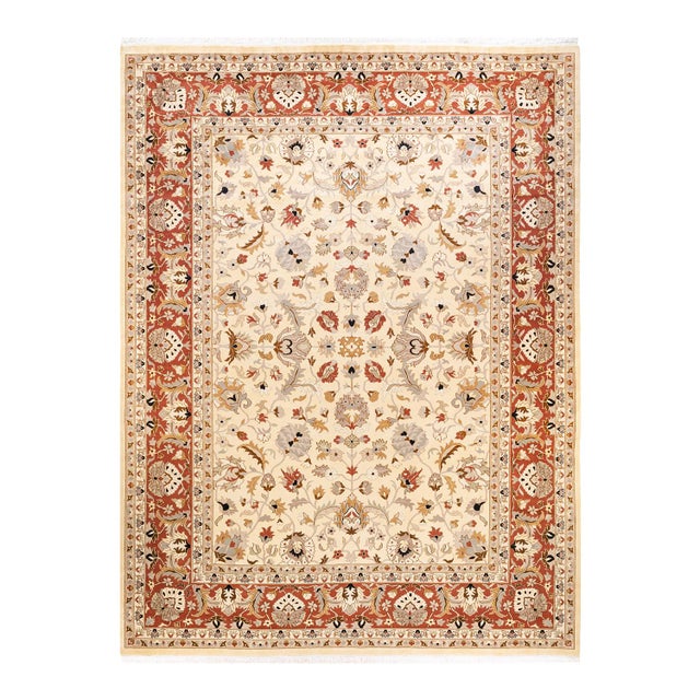 Ivory Mogul, One-of-a-Kind Hand-Knotted Area Rug in Ivory, 9' 1" x 12' 3" For Sale - Image 8 of 8