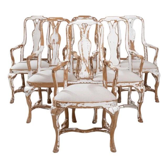 20th Century Swedish Rococo Revival Wood Patinated Dining Chairs - Set of 3 For Sale