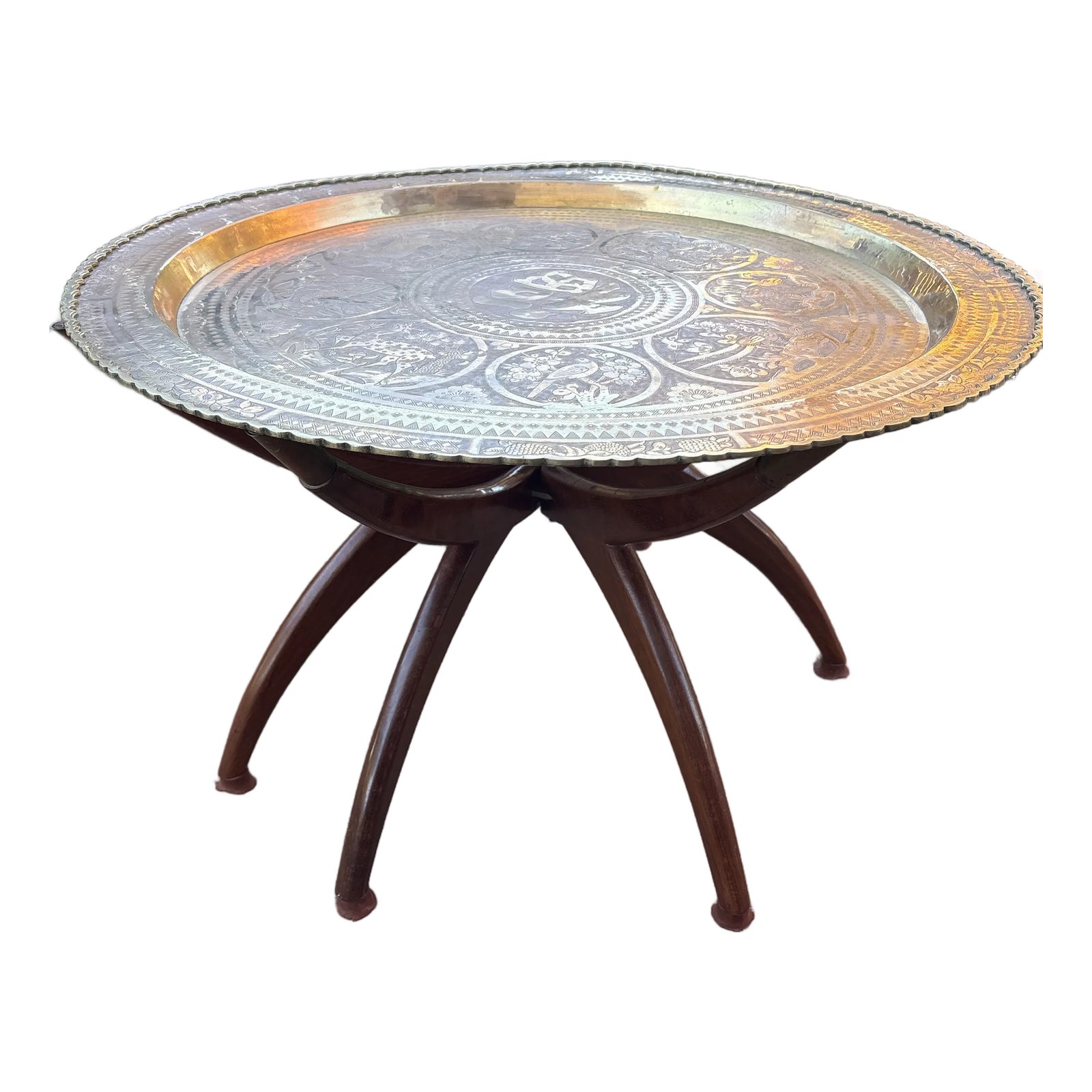 Mid 20th Century Spider Table With Foldable Wood Legs and 30