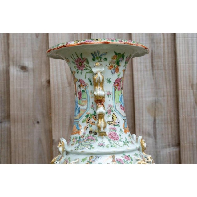 Gold Large Antique Chinese Qing Dynasty Famille Rose Porcelain Vase, 1800s For Sale - Image 8 of 18