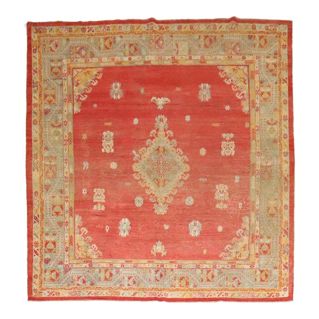 19th Century Angora Turkish Square Oushak Rug rug no.j4420 For Sale