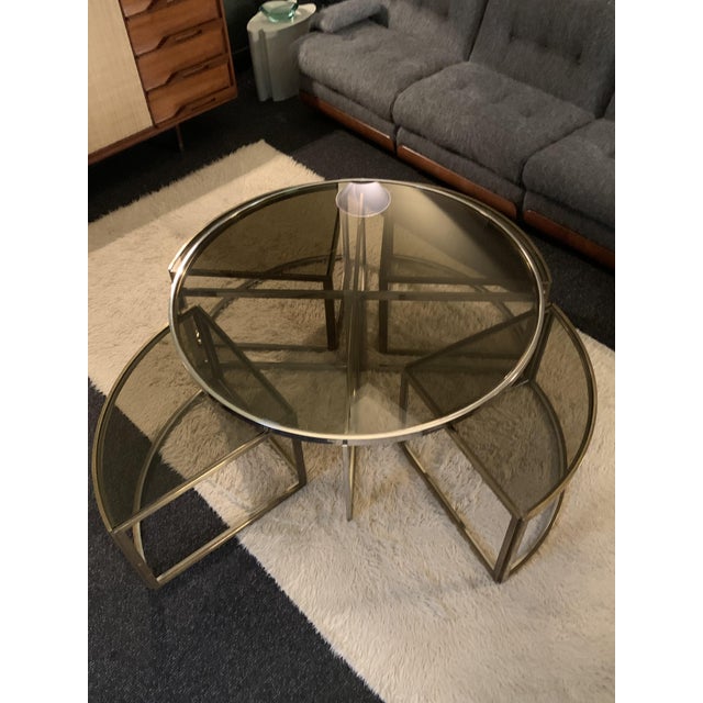 Low Circular Table in Brass and Glass by Jean Charles, France, 1970s For Sale - Image 10 of 11