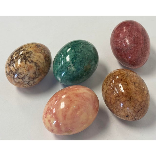 Stone Vintage Polished Natural Stone Eggs, Set of 5 For Sale - Image 7 of 9