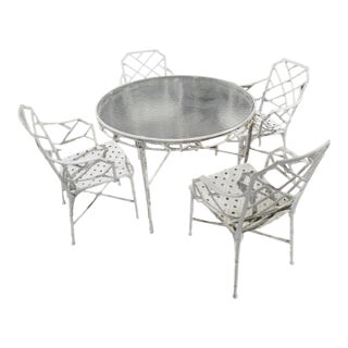 Vintage Brown Jordan Calcutta Dining ArmChairs & Table Mid Century Patio, Attributed For Sale