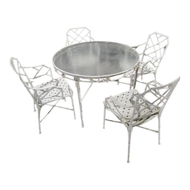 Vintage Brown Jordan Calcutta Dining ArmChairs & Table Mid Century Patio, Attributed For Sale