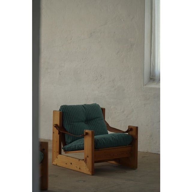 Swedish Modern Pine Lounge Chairs with Leather Armrests, 1970s, Set of 2 For Sale - Image 12 of 18