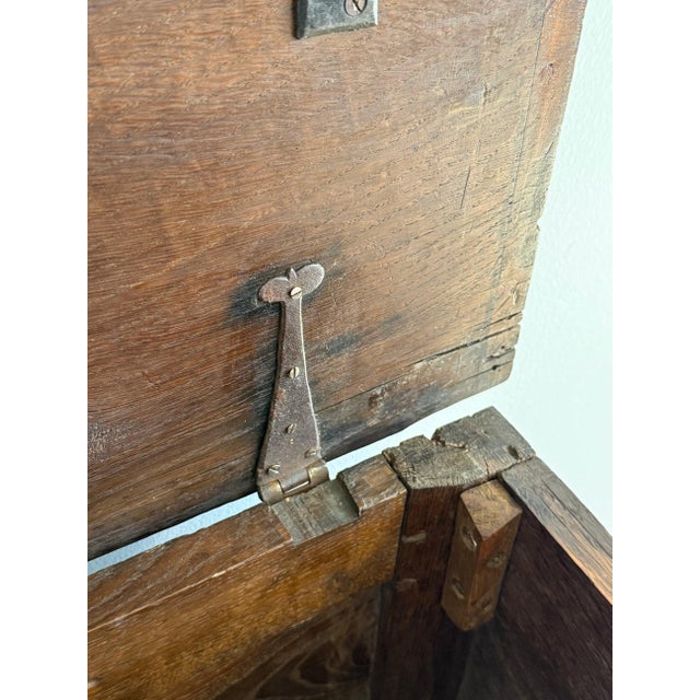 Antique English Oak Coffer/Trunk For Sale - Image 9 of 10