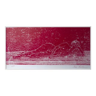 “Nude on the Sofa” Original Hand-Pulled Linocut Nude Figure Limited Edition of 3 Art by Anna Novick. Hand Signed and Numbered 2/3 For Sale
