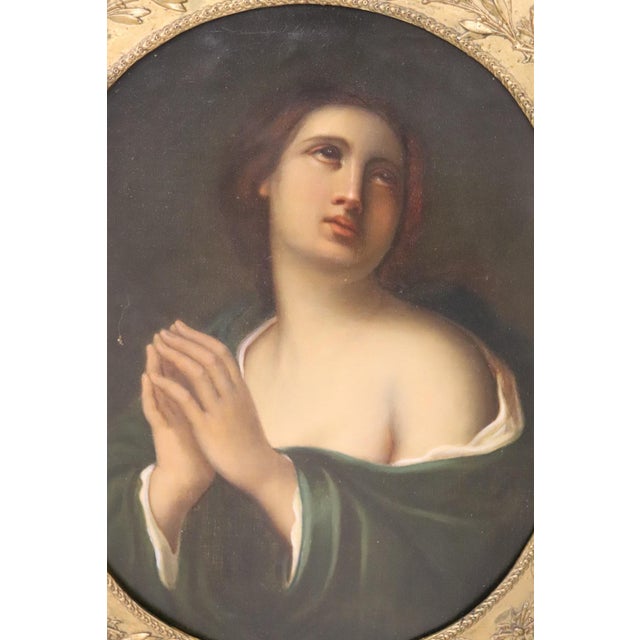 Unknown, Mary Magdalene in Prayer, 1800s, Oil Painting on Canvas, Framed For Sale - Image 11 of 14