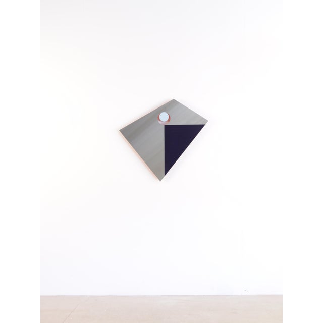 Dove Gray Contemporary Abstract Stainless Steel, Plexiglas, Wood, Paint "Plinth 13" by Tom Henderson For Sale - Image 8 of 8