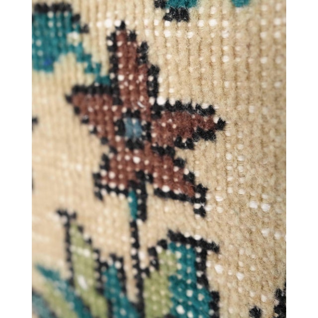 1970s Vintage Turkish Oushak Handmade Wool Cotton Brown Floral Area Rug For Sale - Image 10 of 11