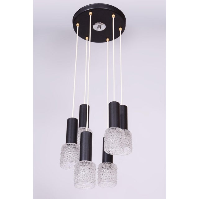 1960s Mid-Century Chandelier in Steel by Elektroinstala Jílové, Czech, 1960s For Sale - Image 5 of 16
