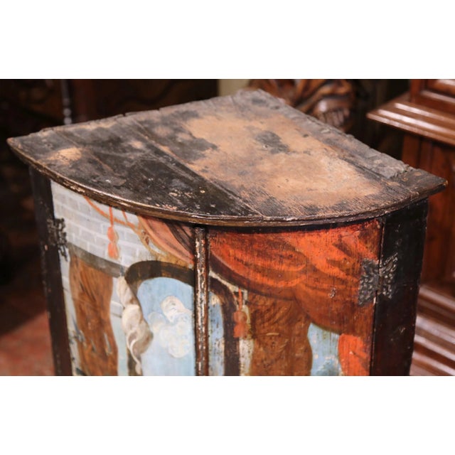 Late 18th Century 18th Century Italian Painted Corner Cabinet With Biblical Court Scene For Sale - Image 5 of 10