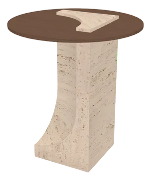 Edge Side Table in Travertino Marble and Smoked Oak by Ferriano Sbolgi for Collector Studio