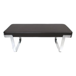 Pace Styled Chrome and Leather Bench by Tri Mark For Sale