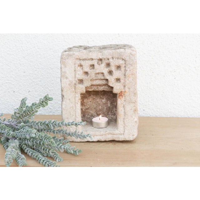 Carved from solid stone, this antique wall niche—traditionally known as a Gokha—was originally embedded into the masonry...