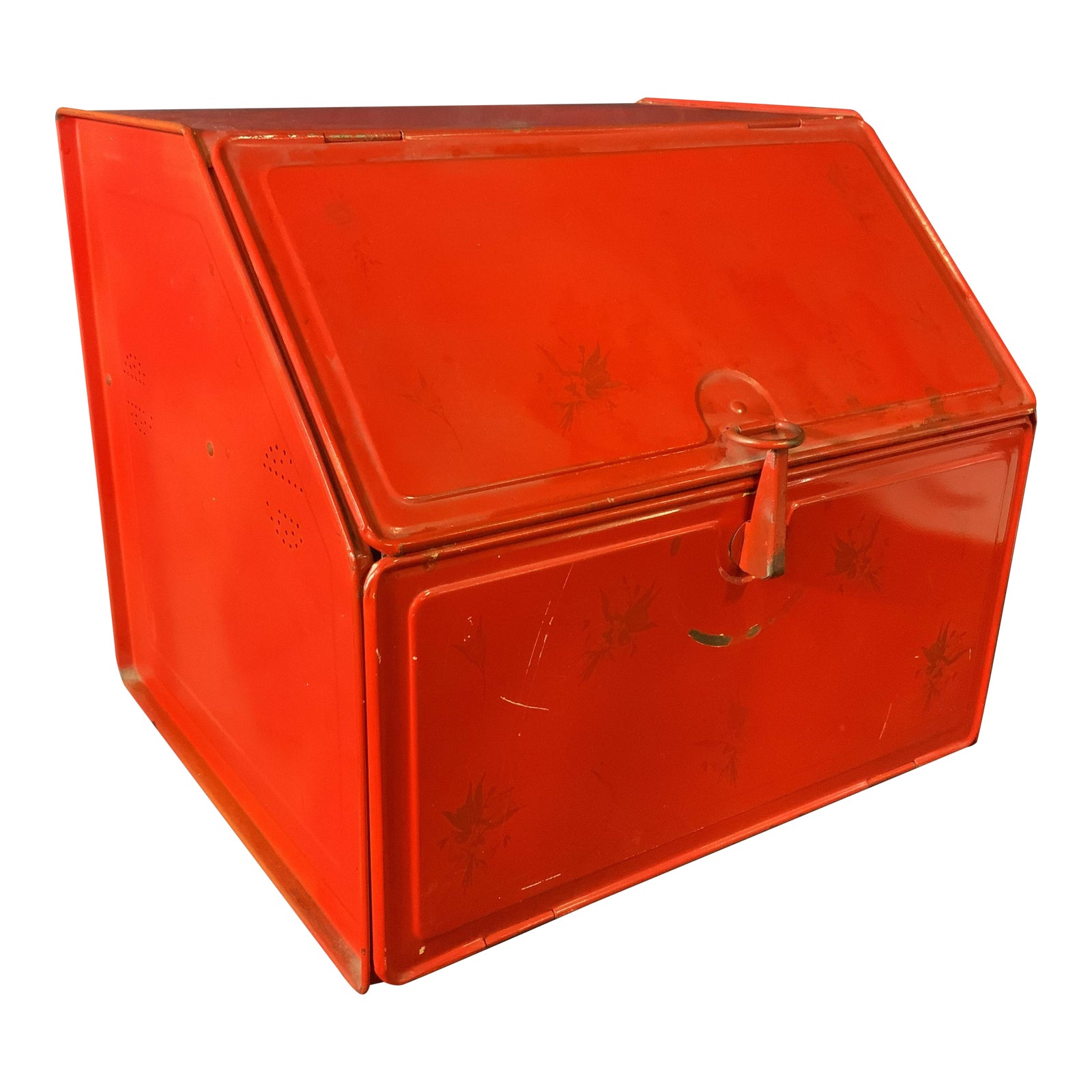 Vintage Red Metal Bread Box Chairish