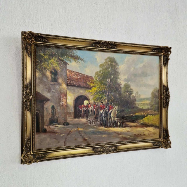 Off to the Meet, Oil Painting on Canvas, 20th Century, Framed For Sale - Image 6 of 9