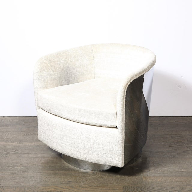 Mid-Century Modernist Chrome & Upholstered Swivel Club Chair by Milo Baughman For Sale - Image 12 of 13