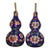 Pair Vintage Chinese Cobalt Blue Cloisonné Gourd Vases, Floral Scroll Motif For Sale