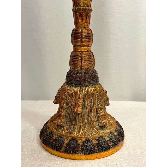Hollywood Regency Gilt Tassel Table Lamp For Sale - Image 4 of 10