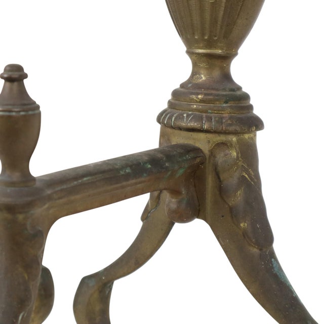 Brown Antique British Victorian Brass Fire Dogs, 1880, Set of 2 For Sale - Image 8 of 18