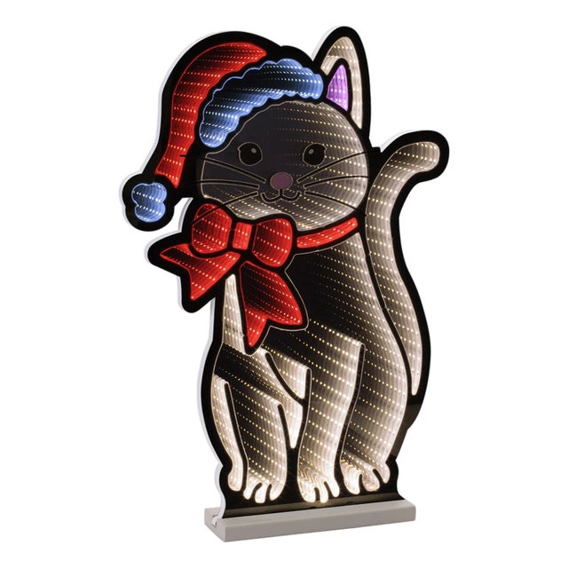 Cat with Santa Hat and Bow Ekkolight 23.5"H For Sale