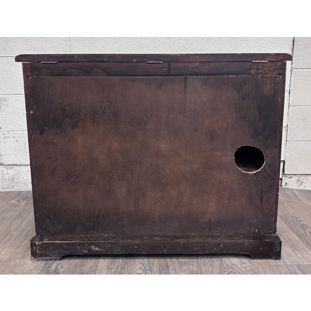 Vintage Solid Pine Three Drawer Lift Top Blanket Chest For Sale - Image 11 of 11