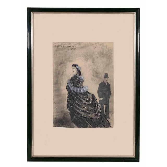 1950s Erhard Klepper, A Couple, Original Drawing in China Ink on Paper, 1956 For Sale - Image 5 of 5