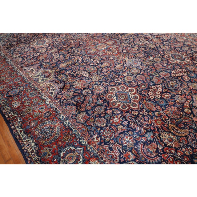Antique Zabihi Collection Navy Traditional Kashan Rug - 11'8" x 16'6" For Sale In New York - Image 6 of 12