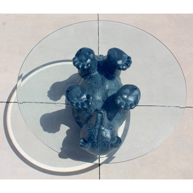 Vintage Rustic Black Bear Glass Coffee Table – Sculptural Wildlife Cocktail Table, Circa 1970s For Sale - Image 9 of 16