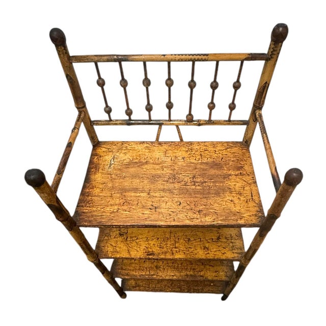 1920s Antique Bamboo Form Etagere Four Shelf Bookcase Circa 1920s For Sale - Image 5 of 8