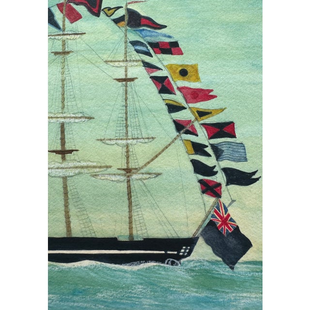 Contemporary Mary Maguire Original Ship Sailboat Print “All Flags Flying”, Framed For Sale - Image 4 of 12