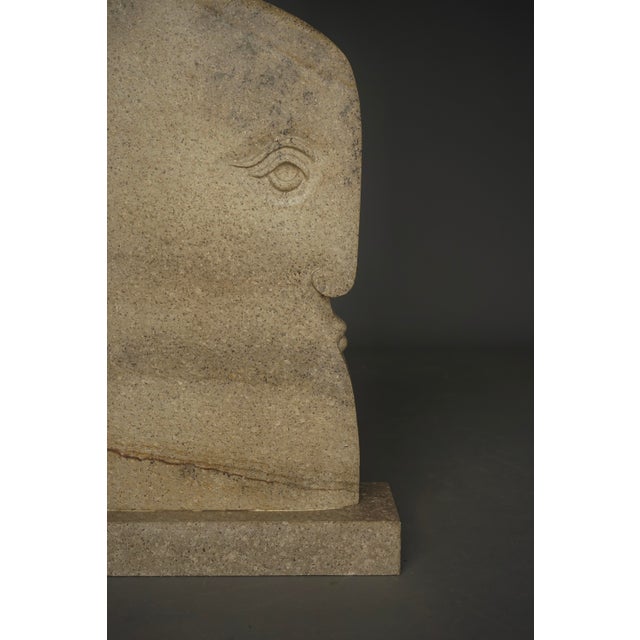 Large Stone Sculpture of Stylised Head, 1970s For Sale - Image 10 of 15